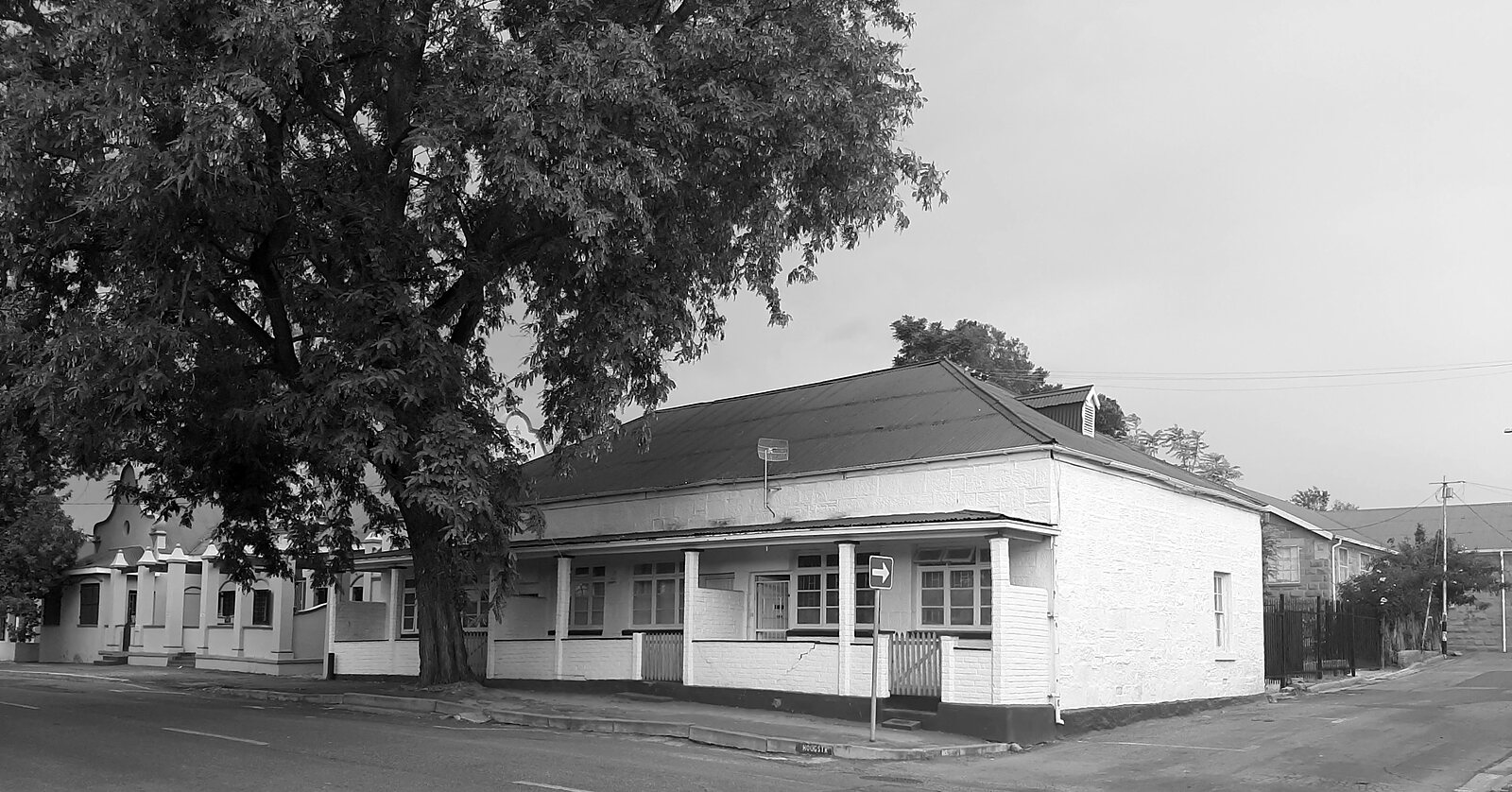 The corner building, divided into three apartments in the 1940s